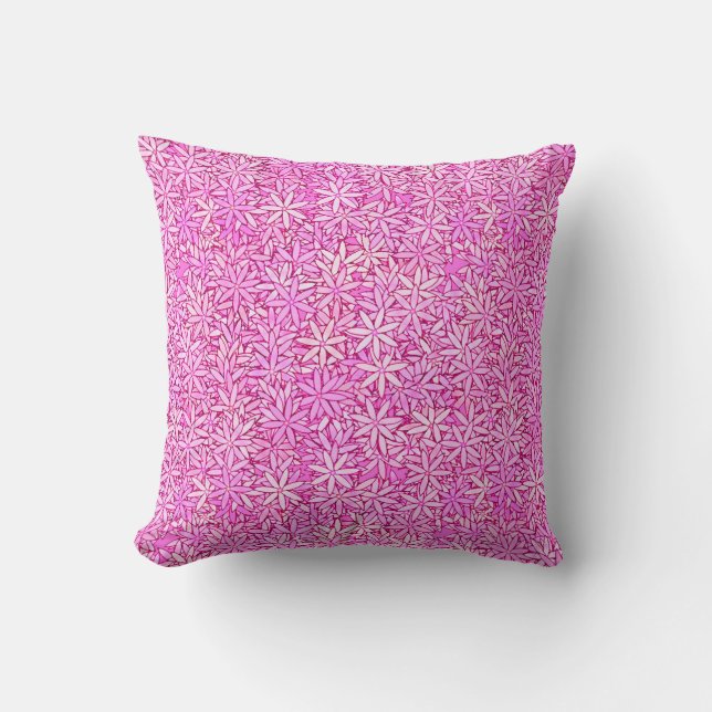 Coussin Fleurs roses et orchidées, fond orchidée (Recto)
