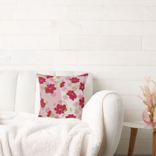 Coussin Fleurs roses et rouges - Floral