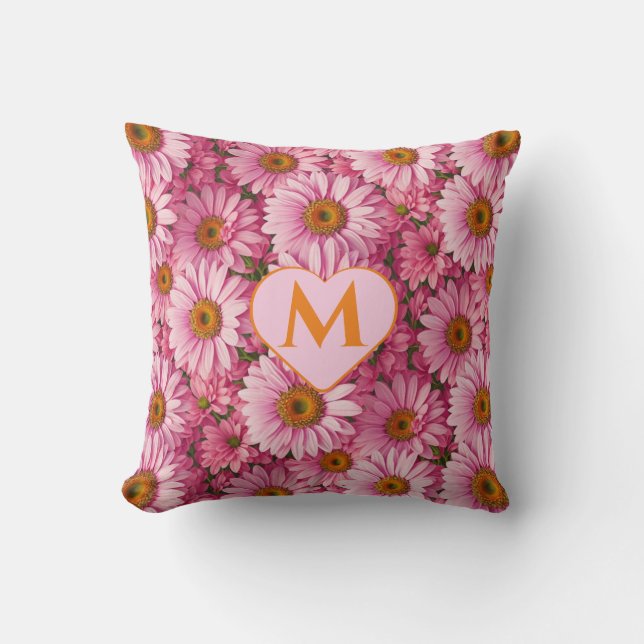 Coussin Fleurs roses fleuris roses marguerites rose (Recto)