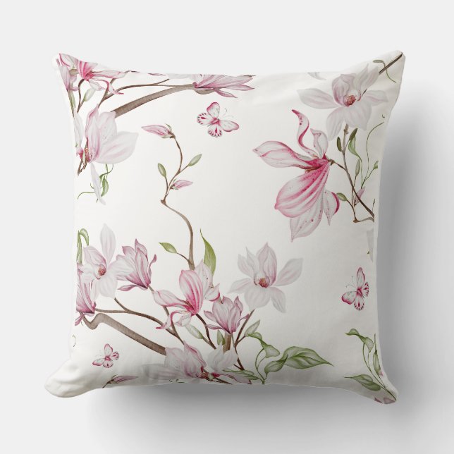 Coussin Fleurs roses intemporelles en fleurs Beau design  (Recto)