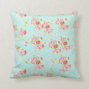 Coussin Fleurs roses minables bleues de roses floraux