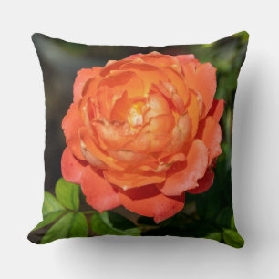 Coussin Fleurs roses orange