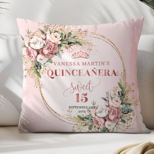 Coussin Fleurs roses pâles Eucalyptus Cadeau parfait 15ème