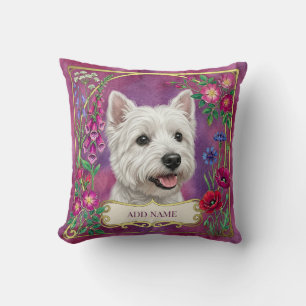Coussin Fleurs Roses Personnalisé Chien West Highl