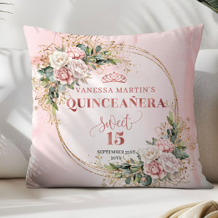 Coussin Fleurs roses poussiéreuses de verdure Douce Décora