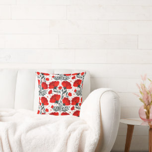 Coussin Fleurs rouges