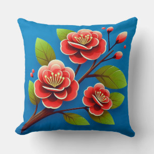 Coussin Fleurs Rouges