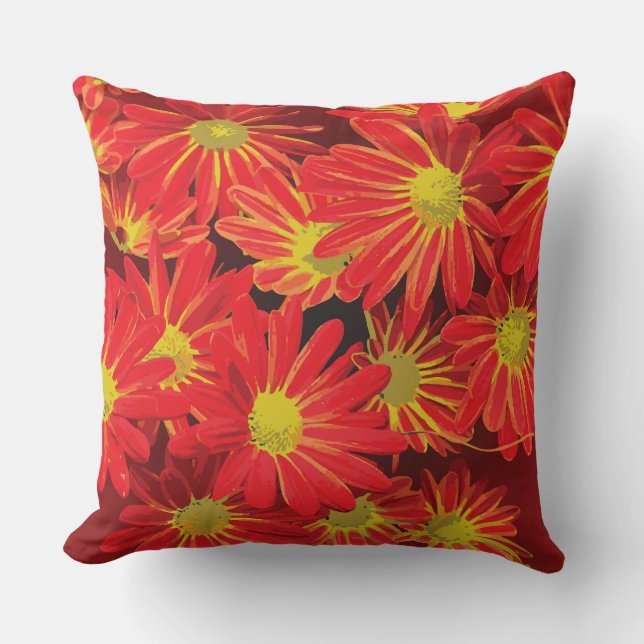 Coussin Fleurs rouges et jaunes 1 (Recto)