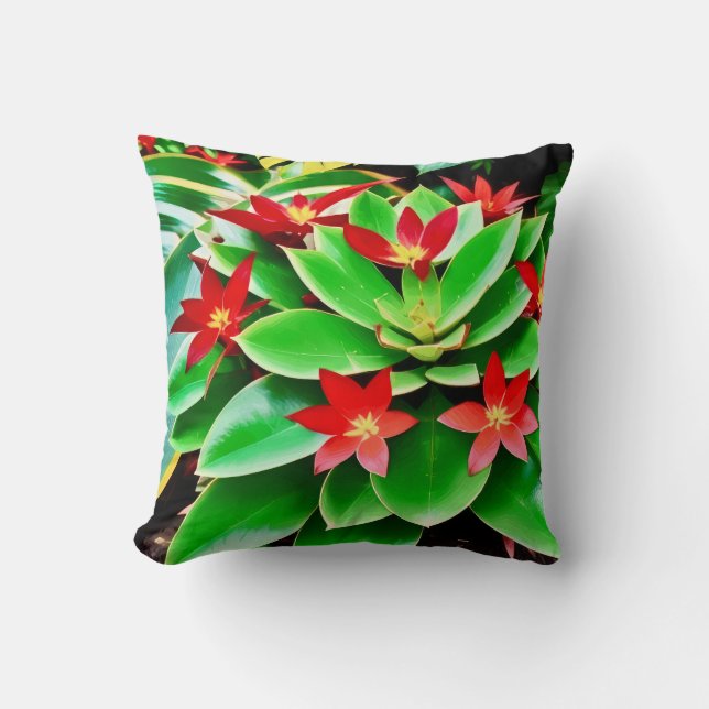 Coussin Fleurs rouges lumineuses (Recto)