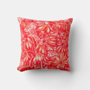 Coussin Fleurs rouges Peinture d'Art Floral Fleur sauvage