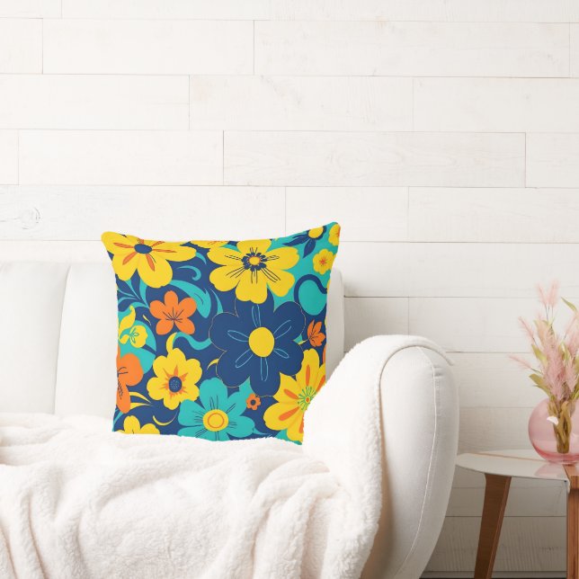 Coussin Fleurs Rush Colorées-Dopamine Style-Retro (Canapé)