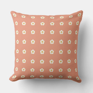 Coussin Fleurs saumons orange jaune et blanc en tasse à be