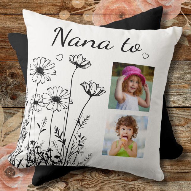 Coussin Fleurs sauvages  2 Collage de photos Petits-enfant (Créateur téléchargé)