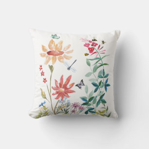 Coussin Fleurs sauvages aquarelle