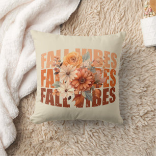 Coussin Fleurs sauvages aquarelle de feuilles d'automne