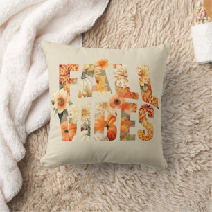 Coussin Fleurs sauvages aquarelle feuilles mortes automne 