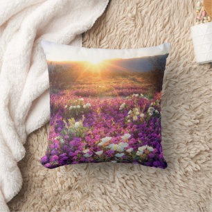 Coussin Fleurs sauvages au coucher du soleil Désert d'An