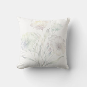 Coussin Fleurs sauvages au pastel tendre aquarelle grâce
