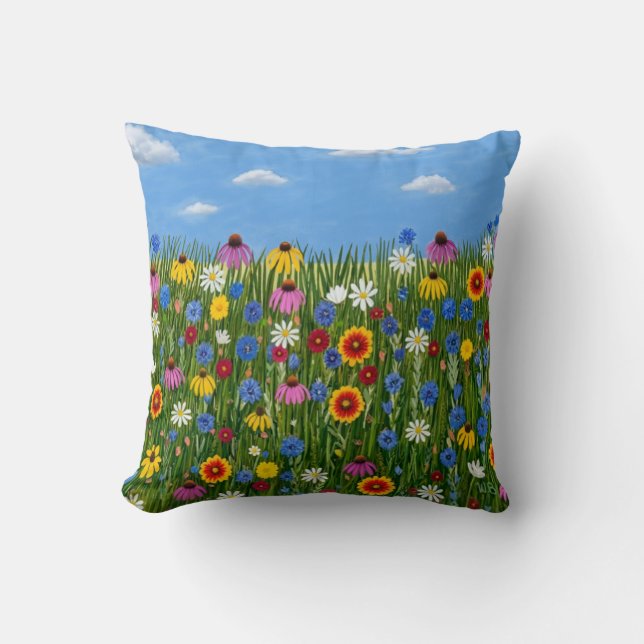 Coussin Fleurs sauvages avec marguerites (Recto)