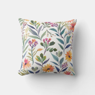 Coussin Fleurs sauvages colorées Aquarelle florale magni