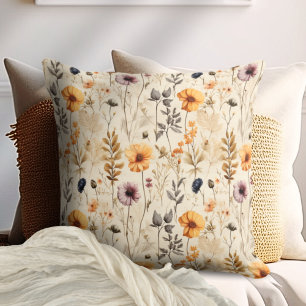 Coussin Fleurs sauvages colorées Boho