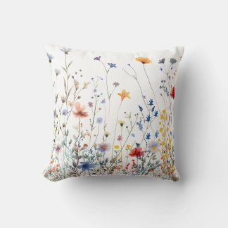 Coussin Fleurs sauvages colorés en Aquarelle