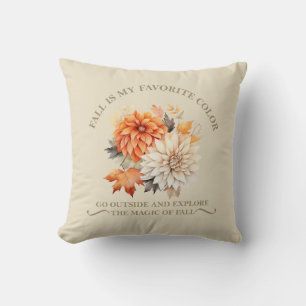 Coussin Fleurs sauvages d'aquarelle feuilles automne citat