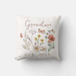 Coussin Fleurs sauvages de grand-mère personnalisés