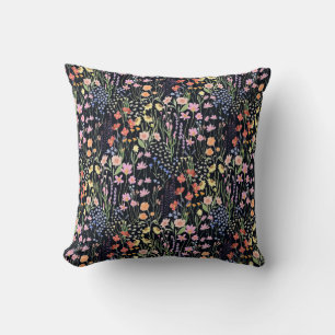 Coussin Fleurs sauvages de jardin sur fond sombre