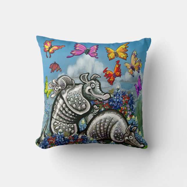 Coussin Fleurs sauvages de papillons de Bluebonnets de (Recto)