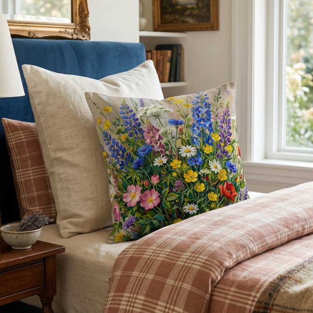 Coussin Fleurs sauvages de prairie estivale (Créateur téléchargé)