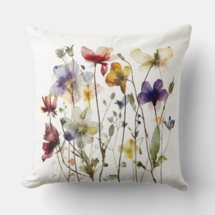 Coussin fleurs sauvages de printemps colorées dans la coul