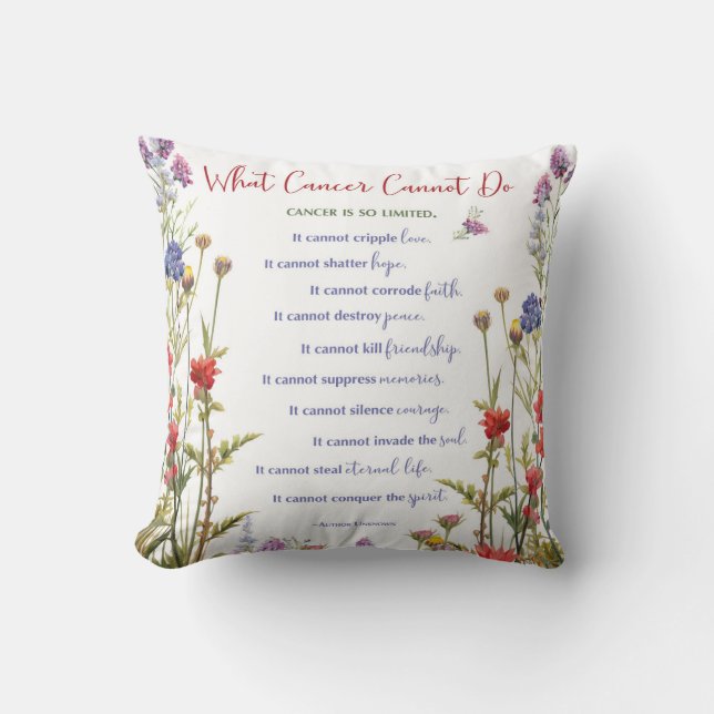 Coussin Fleurs sauvages de soutien et d'encouragement au c (Recto)