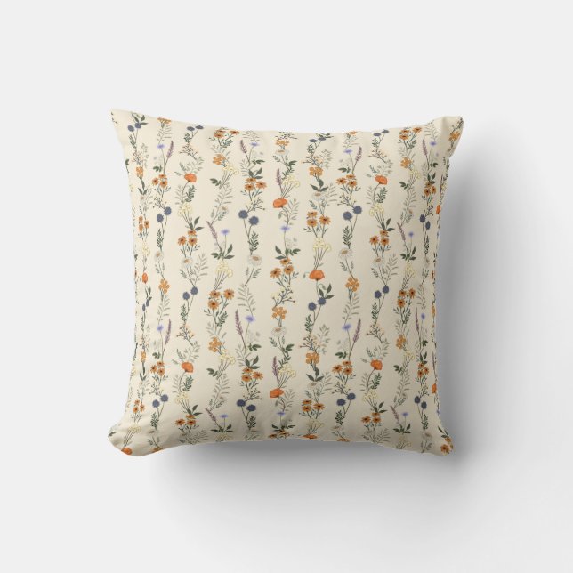 Coussin Fleurs sauvages dessinées à la main (Recto)