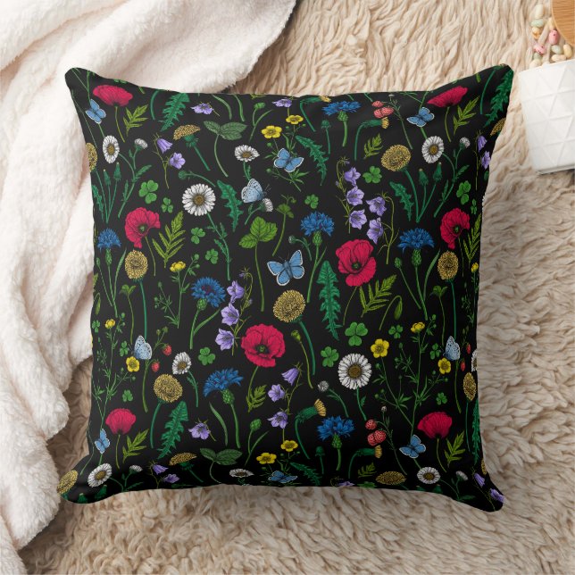 Coussin Fleurs sauvages en noir (Couverture)