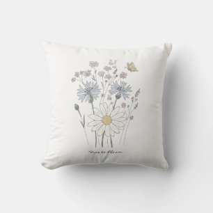 Coussin Fleurs sauvages et papillon