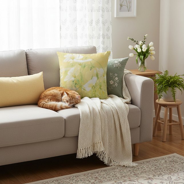 Coussin Fleurs sauvages jaunes (Créateur téléchargé)