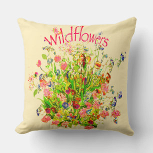Coussin Fleurs sauvages multicolores Texte
