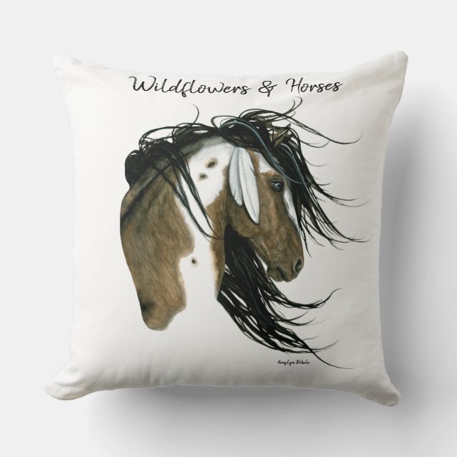 Coussin Fleurs sauvages & Rêves de chevaux Art de capture  (Recto)