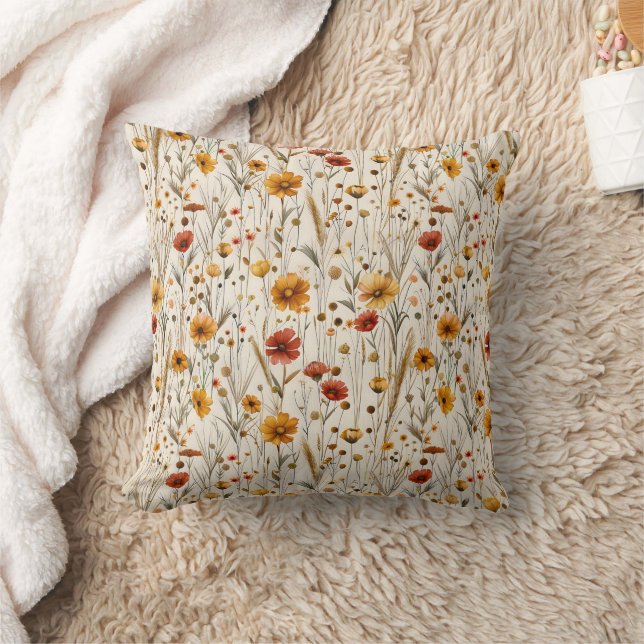 Coussin Fleurs sauvages rustiques - Boho Automne modèle fl (Couverture)