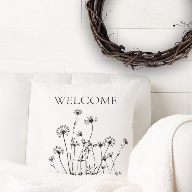 Coussin Fleurs Sauvages Simples Bienvenue (Créateur téléchargé)
