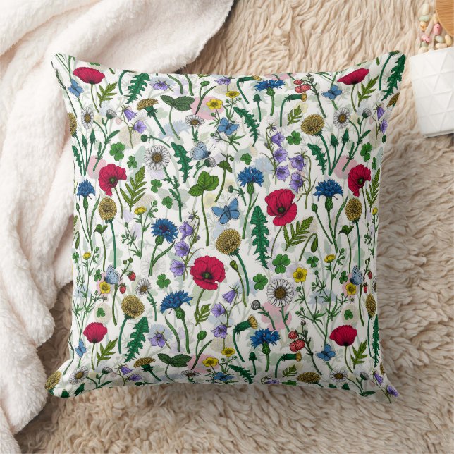 Coussin Fleurs sauvages sur blanc cassé (Couverture)