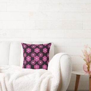 Coussin Fleurs simples Perle et beignets Polka Dot Fuchsia