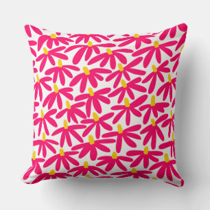 Coussin Fleurs stylisées - Rouge cramoisi, ambre et blanc