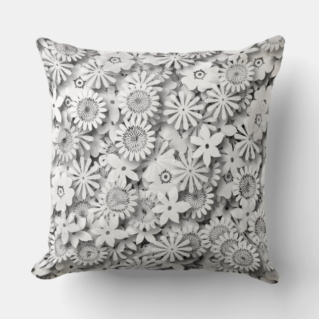 Coussin Fleurs super Jardin Monocrome (Recto)