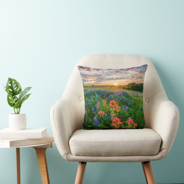 Coussin Fleurs | Texas Bluebonnets & Indian Paintbrush (Chaise)
