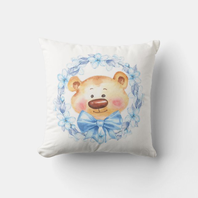 Coussin Fleurs tourbées et bleues (Recto)