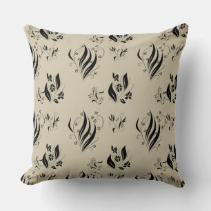 Coussin Fleurs Tourbillonnant chic Motif sur Tan