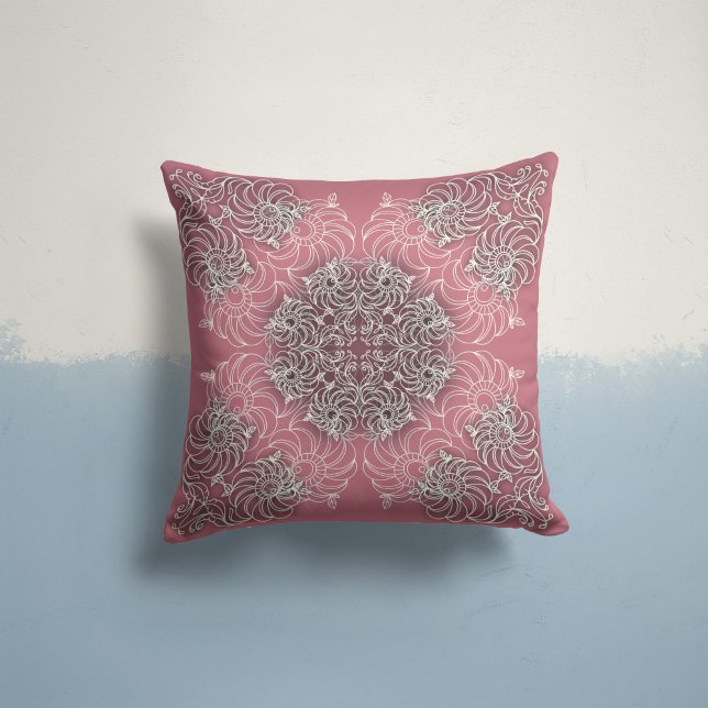 Coussin Fleurs tourbillonnantes en rose Rose (Créateur téléchargé)