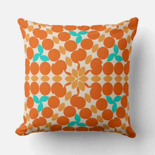 Coussin Fleurs tourbillonne Cercles et tourbillons Orange  (Recto)
